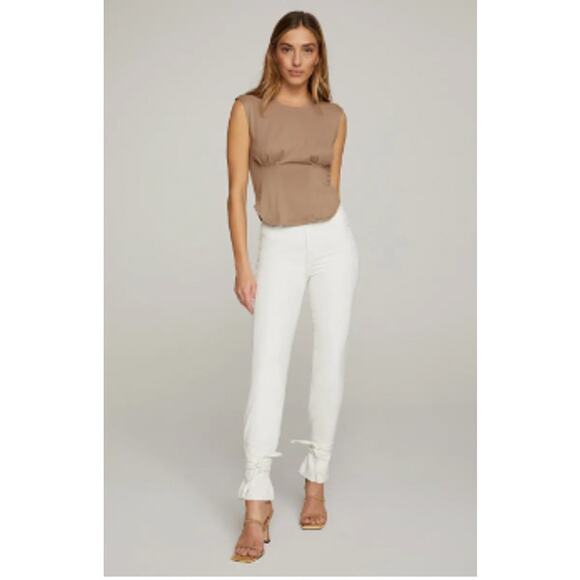 Good American Good Boy Ankle Wrap Pants White Denim Curvy Jeans | Sz 2 / 26 NEW! - Picture 5 of 12